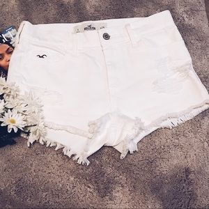 White Distressed Hollister Shorts